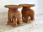 A Pair of 1970's Rattan Elephant Side Tables