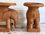 A Pair of 1970's Rattan Elephant Side Tables