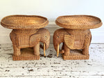 A Pair of 1970's Rattan Elephant Side Tables