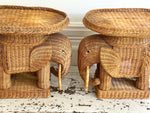 A Pair of 1970's Rattan Elephant Side Tables