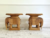 A Pair of 1970's Rattan Elephant Side Tables