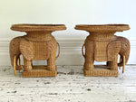 A Pair of 1970's Rattan Elephant Side Tables