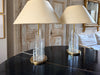 A Pair of 1970's Italian Perspex and Brass Plated Table Lamps