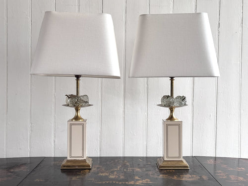 A Pair of 1970's Maison Charles Style Table Lamps with Glass Fruit Decoration