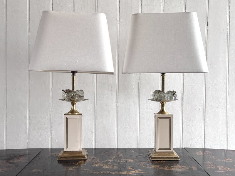 A Pair of 1970's Maison Charles Style Table Lamps with Glass Fruit Decoration