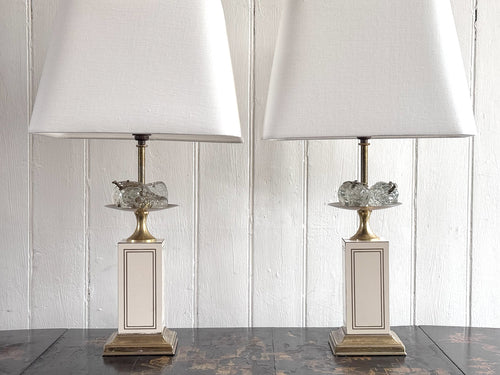 A Pair of 1970's Maison Charles Style Table Lamps with Glass Fruit Decoration