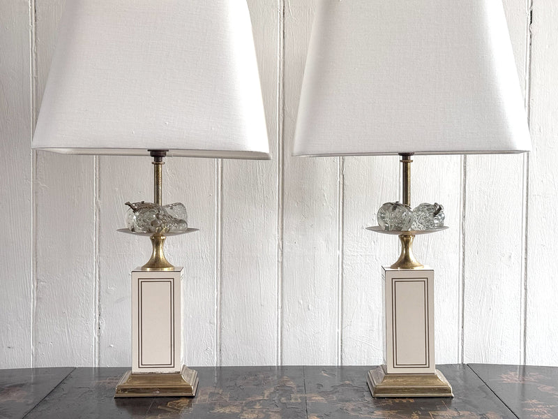 A Pair of 1970's Maison Charles Style Table Lamps with Glass Fruit Decoration
