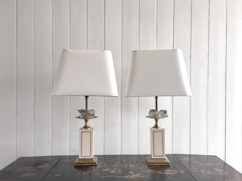 A Pair of 1970's Maison Charles Style Table Lamps with Glass Fruit Decoration