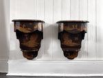 A Pair of 19th C Venetian Chinoiserie Lacquered Wall Mounts with Drawer