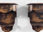 A Pair of 19th C Venetian Chinoiserie Lacquered Wall Mounts with Drawer