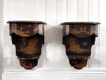 A Pair of 19th C Venetian Chinoiserie Lacquered Wall Mounts with Drawer