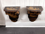 A Pair of 19th C Venetian Chinoiserie Lacquered Wall Mounts with Drawer