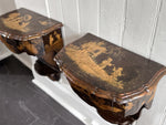 A Pair of 19th C Venetian Chinoiserie Lacquered Wall Mounts with Drawer