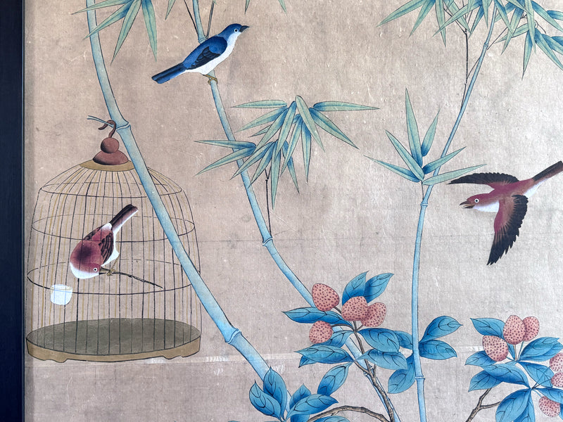 A Pair of Late 19th C Japanese Hand-Painted Panels