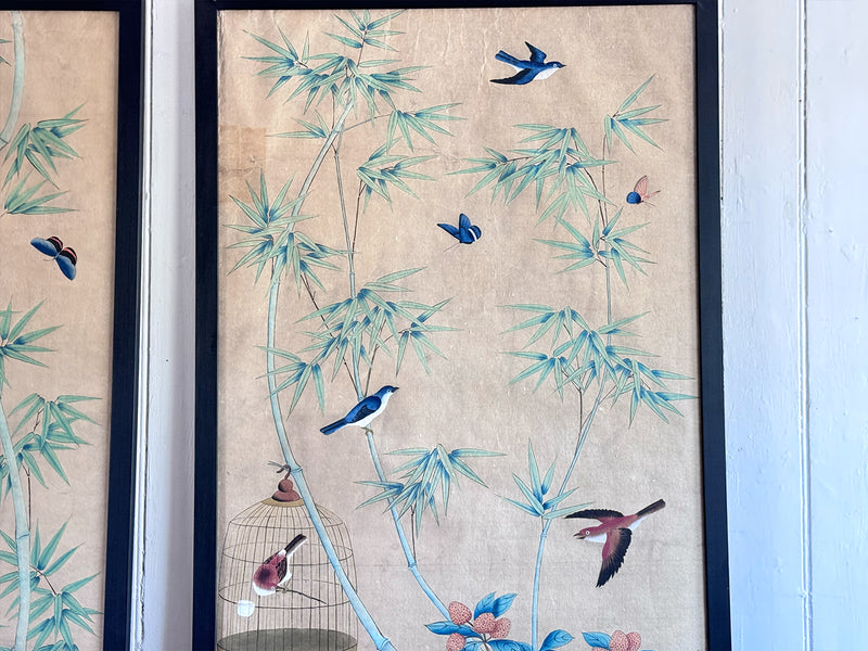 A Pair of Late 19th C Japanese Hand-Painted Panels