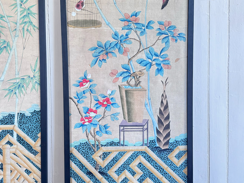 A Pair of Late 19th C Japanese Hand-Painted Panels