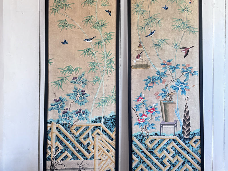 A Pair of Late 19th C Japanese Hand-Painted Panels
