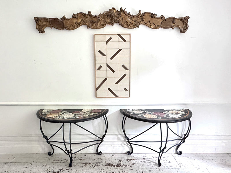 A Pair of Late 19th C Ashford Marble Pietra Dura Console Tables