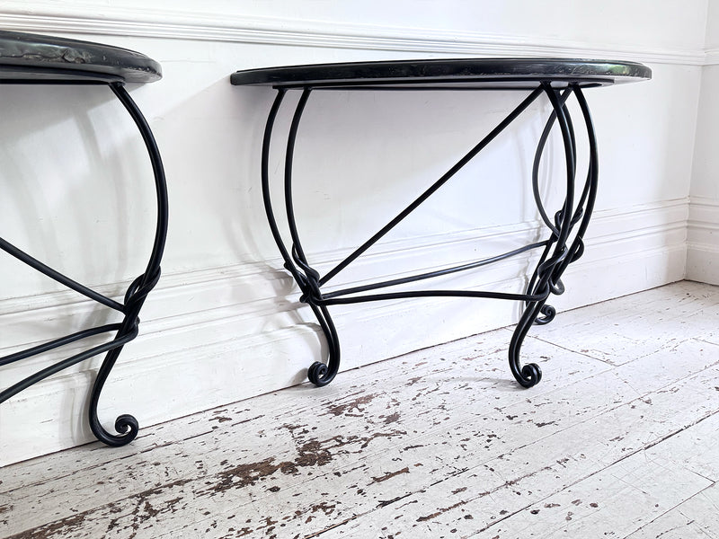 A Pair of Late 19th C Ashford Marble Pietra Dura Console Tables