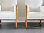 A Pair of 19th C Country House Bergere Armchairs with Show Wood Inlay