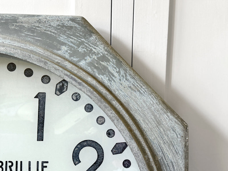 Two 1920's French Railway Clocks with Opal Glass Faces