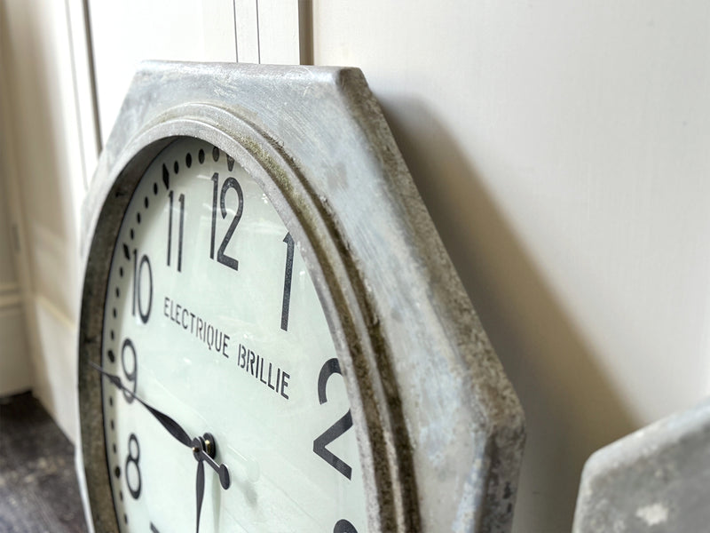 Two 1920's French Railway Clocks with Opal Glass Faces