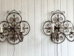 A Pair of Late 19th C French Wrought Iron Wall Sconces