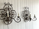 A Pair of Late 19th C French Wrought Iron Wall Sconces