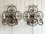 A Pair of Late 19th C French Wrought Iron Wall Sconces