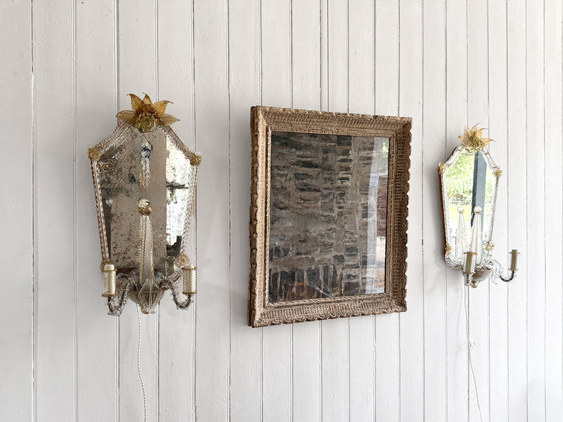 A Large Pair of Late 19th C Venetian Murano Mirror Appliques