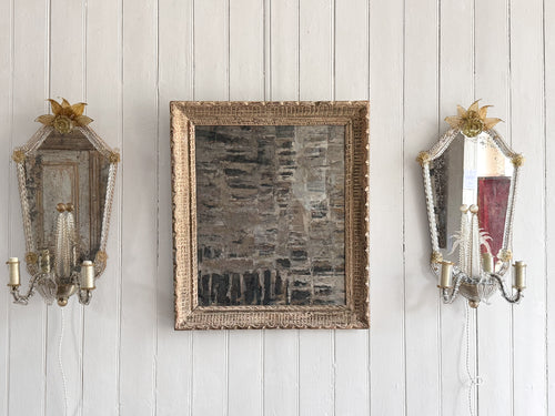A Large Pair of Late 19th C Venetian Murano Mirror Appliques