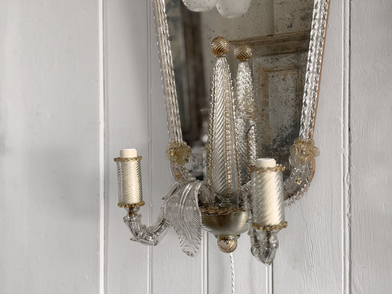 A Large Pair of Late 19th C Venetian Murano Mirror Appliques