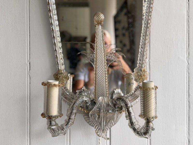 A Large Pair of Late 19th C Venetian Murano Mirror Appliques