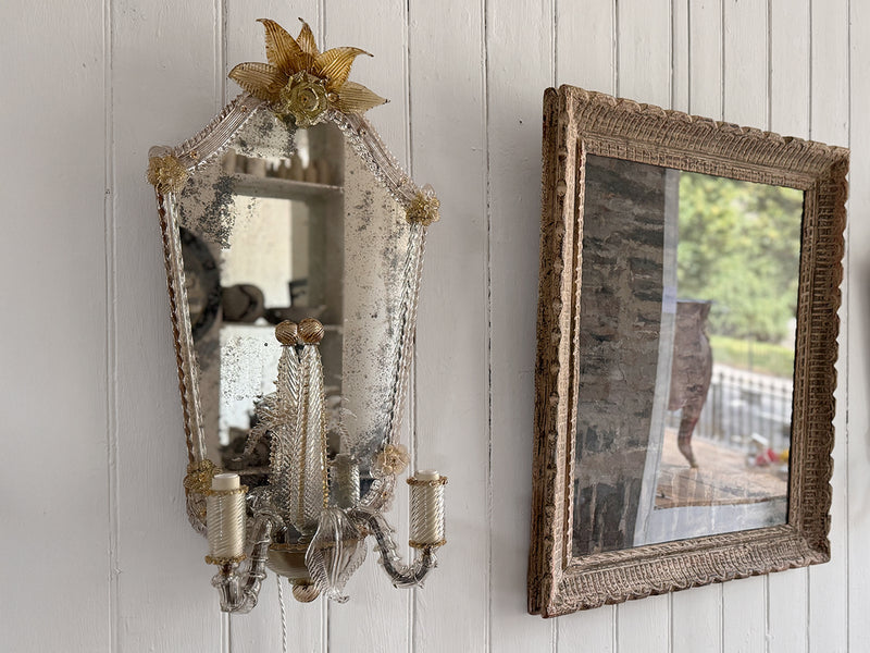 A Large Pair of Late 19th C Venetian Murano Mirror Appliques