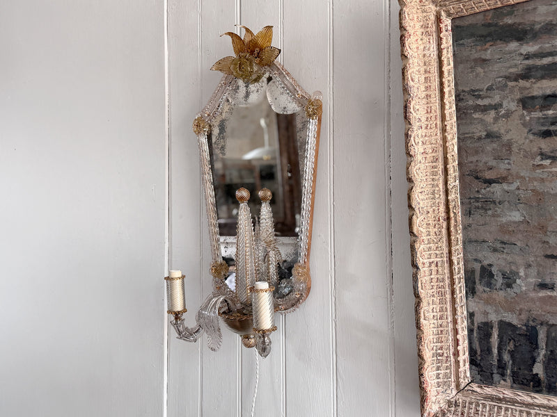 A Large Pair of Late 19th C Venetian Murano Mirror Appliques