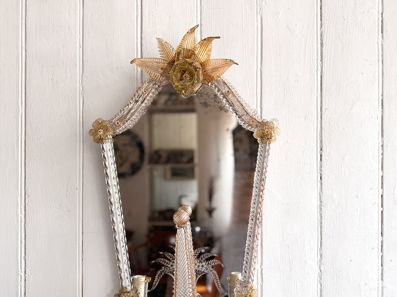 A Large Pair of Late 19th C Venetian Murano Mirror Appliques