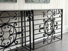 A Pair of 19th C French Wrough Iron Console Tables with Marble Tops