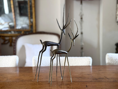 A Pair of 1950's Congolese Brass Gazelle Sculptures