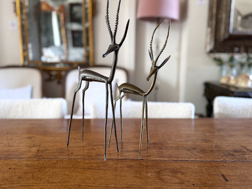 A Pair of 1950's Congolese Brass Gazelle Sculptures