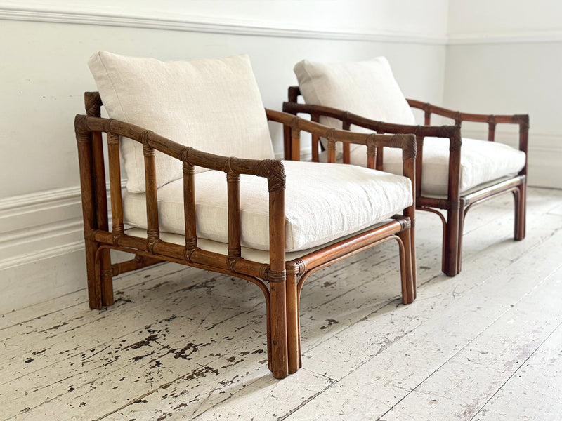 A Pair of 1960's French Bamboo Armchairs