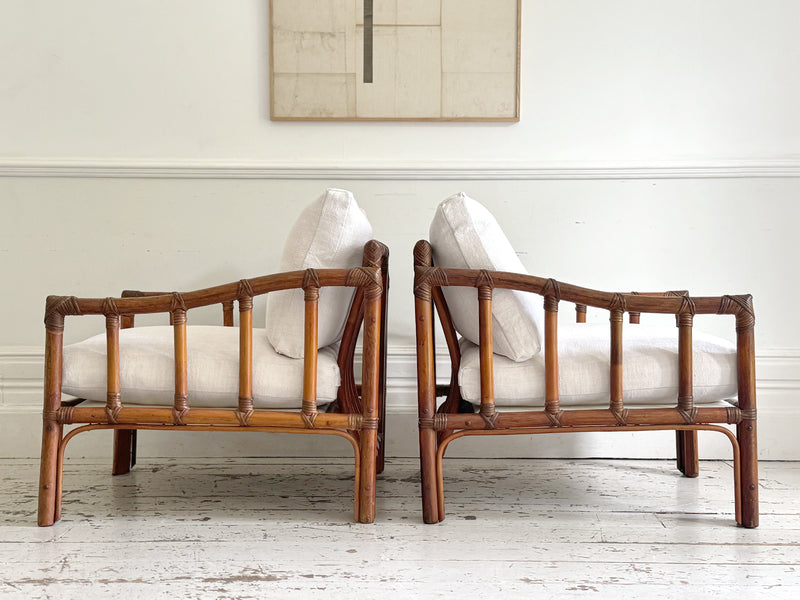 A Pair of 1960's French Bamboo Armchairs