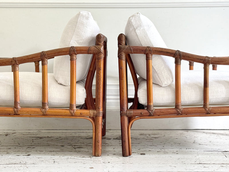 A Pair of 1960's French Bamboo Armchairs