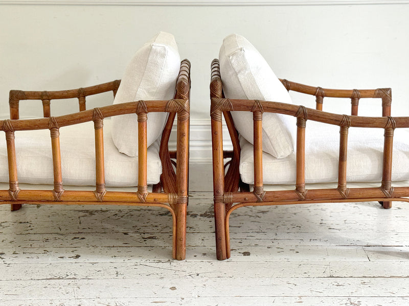 A Pair of 1960's French Bamboo Armchairs