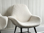 A Pair of 1950's Italian Armchairs with Faux Fur Upholstery