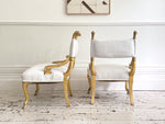 A Pair of Petite Regency Gilt Wood Armchairs