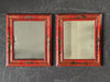 A Small Pair of 1950's Red Chinoiserie Mirrors