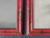 A Small Pair of 1950's Red Chinoiserie Mirrors