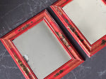 A Small Pair of 1950's Red Chinoiserie Mirrors