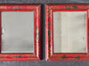 A Small Pair of 1950's Red Chinoiserie Mirrors
