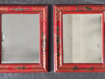 A Small Pair of 1950's Red Chinoiserie Mirrors